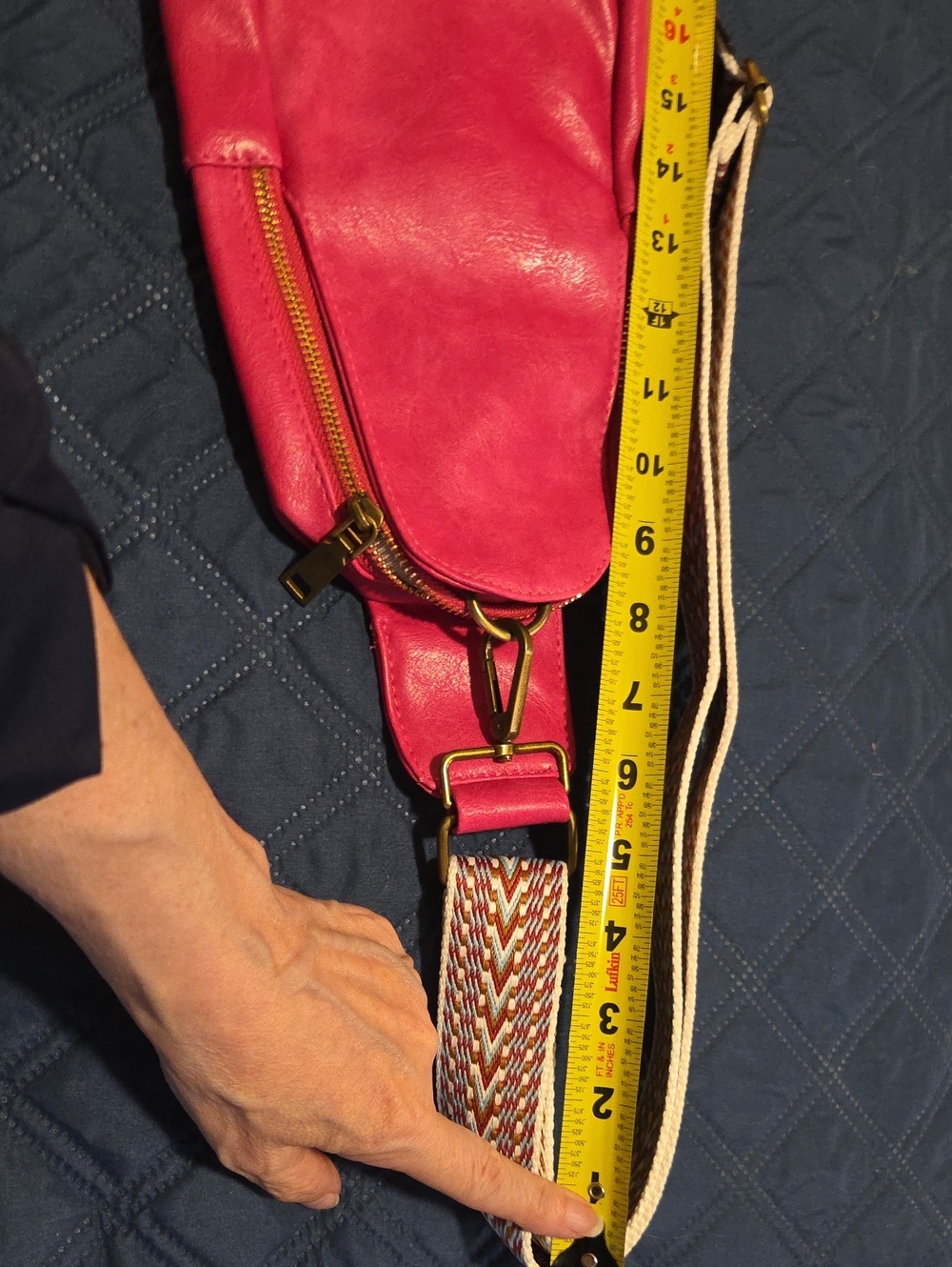 Bright Pink Mini Sling Bag with Gold Hardware - Picture 5 of 7